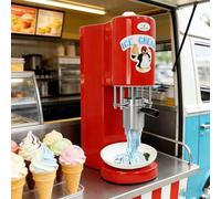 Commercial Stainless Steel Spaghetti Ice Cream Maker, Electric Noodle Ice Cream Press Machine with 4 Molds, 7.9 Gal/Hr Output, 6-8s/ cup for Shops, Bars, Restaurants, Dessert Maker(Red)