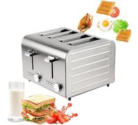Commercial Stainless Steel Toaster, 2/4/6 Slice Fully Automatic Electric Breakfast Appliance with 7 Adjustable Temperature Levels for Home and Store