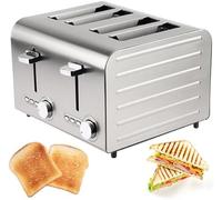 Commercial stainless steel toaster, 2/4/6 slices, automatic ejection, 7 toasting levels, removable crumb tray freezer/cancel/reheat function (4 PCS)