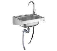 Commercial Stainless Steel Wall Mounted Hand Sink,Commercial Catering Sink Free Standing,with Gooseneck Faucet,for Outdoor Garage Restaurant Kitchen Laundry Room. (Color : Cold al