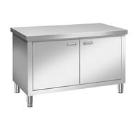 Commercial Stainless Steel Workbench with Double Door Storage Cabinet, Multi-functional Kitchen Table for Chopping, Kneading, and Food Prep - Sturdy & Stable (100x50x80cm)