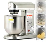 Commercial Stand Mixer, 5L/7L/10L Electric Food Mixer, Stainless Steel Kitchen Mixer with Dough Hook, Whisk & Beater, 3-Speed Adjustable Tilt-Head Mixer for Bakery, Pizza, Cake, Home & Comm STEEL 10L