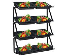 Commercial Supermarket Display Rack, Multi-Tier Organizer for Fruits Vegetables Snacks, Space-Saving Retail Shelf for Convenience Stores