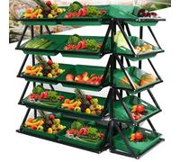 Commercial Supermarket Fruit Vegetable Shelf Organizer, 55'' Tall Metal Fruit Vegetable Display Rack Set/Fresh Goods Market Stand - Convenience Store/Retail, Large Produce Snack Racks
