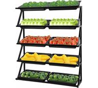 Commercial Supermarket Fruit Vegetable Shelf Organizer, Retail Display Rack with Multiple Tiers for Efficient Market Storage