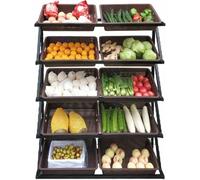 Commercial Supermarket Fruit Vegetable Shelf Organizer, Retail Display Rack with Multiple Tiers for Efficient Market Storage