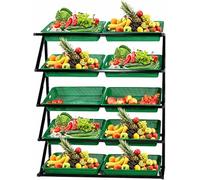 Commercial Supermarket Fruit Vegetable Shelf Organizer, Retail Display Rack with Multiple Tiers for Efficient Market Storage
