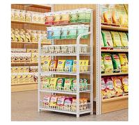 Commercial Supermarket Shelf 3/4/5 Shelf, Convenience Store/Pharmacy Floorstanding Display Stand for Snack Beverage Toys Fruit, Home Kitchen Spice Storage Rack (Color : White, Size : 4 Shelf (50x27x