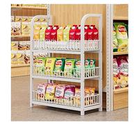 Commercial Supermarket Shelf 3/4/5 Shelf, Convenience Store/Pharmacy Floorstanding Display Stand for Snack Beverage Toys Fruit, Home Kitchen Spice Storage Rack (Color : White, Size : 3 Shelf (50x27x