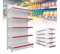 Commercial Supermarket Shelf and Retail Gondola Display Rack Combined, Heavy Duty Storage Shelves for Grocery, Liquor, Office Supplies, Easy Assembly 93×43×195cm