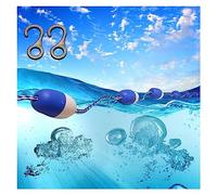 Commercial Swimming Pool Lane Divider Rope Kit, 26ft-82ft Adjustable Float Line, Deep/Shallow End Safety Cordon with Hooks, 62ft Blue-White Swimming Pool Divider