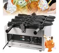 Commercial Taiyaki Machine, 3Pcs Electric Fish Waffle Machine with Temperature/Time Control, Non-Stick Taiyaki Ice Cream Maker for Restaurants, Snack Bars