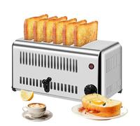 Commercial Toaster, 1650W Stainless Steel Wide Slot for Restaurant & Home Use, Extra-Long Smart Pop-Up for Bagels, Bread, Muffins, Sandwiches and Meatloaf
