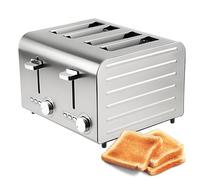 Commercial Toaster 2/4/6 Slices, Extra wide slots Electric Toasters with 7 Browning Levels, Auto Pop-up, Frozen/Cancel/Reheat function, Removable Crumb Tray 4-Slices