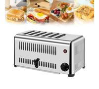 Commercial Toaster, Bread Baking Machine, 6 Slice Wide Slot Stainless Steel Toaster, Five gear adjustable, Removable Crumb Tray for Family Restaurant Bakery