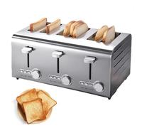 Commercial Toaster, Fully Automatic 6 Slice Toaster with 7 Browning Levels, Independent Control, Extra Wide Slots, Defrost/Reheat/Cancel Functions