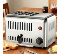 Commercial Toaster, Stainless Steel 4/6-Slice Bread Baking Machine with Digital Timer, Wide Slots for Restaurant, Bakery, and Home Use