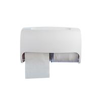 Commercial Toilet Paper Dispenser Wall Mount, Double (2 Roll) Locking Toilet Paper Holder (White), Compact Two Roll, Side by Side Design Tissue Paper Dispenser (Dispensador de Papel Higienico Doble)