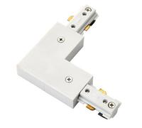 Commercial Track Light L Corner Connector - 107mm x 107mm - White ABS Rail System - Mains Voltage Track - Dimmable Circuit Connector