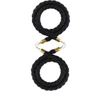 Commercial Twisted Black Hemp Queue Ropes for Crowd Control - 10ft Polished Rope with Durable Hooks 2-Pack - Perfect for Events Line Management & Queuing Solutions
