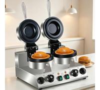 Commercial UFO Ice Cream Burger Maker,Stainless Steel,Double-Sided Heating Non-Stick Panini Maker,for Street Food & Catering Use SingleHead