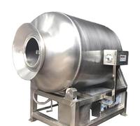 Commercial Vacuum Meat Tumbler with a stainless steel drum and digital timer. Industrial-grade meat marinating equipment suitable for restaurant steak prep and batch production in central kitchens.