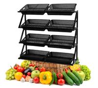 Commercial Vegetable Display Rack, Supermarket Fruit Shelf, Beveled Mouth Basket Storage for Potato Onion Produce, Retail Store Snack Organizer