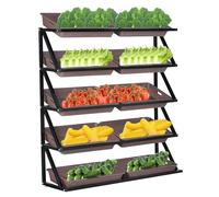 Commercial Vegetable Display Rack, Supermarket Fruit Shelf, Beveled Mouth Basket Storage for Potato Onion Produce, Retail Store Snack Organizer