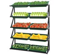 Commercial Vegetable Display Rack, Supermarket Fruit Shelf, Beveled Mouth Basket Storage for Potato Onion Produce, Retail Store Snack Organizer