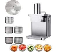 Commercial Vegetable Processor,Electric Veggie Fruit Slicer Dicer,Electric Vegetable Dicer,Commercial Slicer Machine,250W Vegetable Chopper,All Stainless Steel,with 6/8/10/12/15mm Dicing Molds Blades