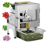 Commercial Vegetable Scallion Slicer, Electric Automatic Veggie Fruit Cutter 330lb/h with Conveyor Belt, 1-35mm Thickness Adjustable for Cucumber, Scallion, Green Bean, Banana