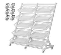 Commercial Vegetable Storage RackLarge Fruit Holder with Removable Baskets for Supermarket Display Kitchen OrganizationSnack Potato Onion Produce Shelf (White 10 Frame)