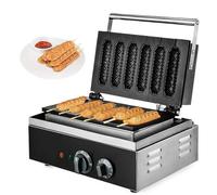 Commercial Waffle Stick Maker, 6Pcs 1500W Waffle Baker Machine, 50-300℃ Temp Control, Stainless Steel French Muffin Cooker with Timer, for Restaurant Bakery Snack Bar Family