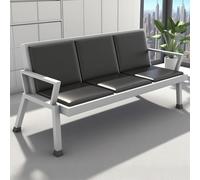 Commercial Waiting Room Chair Rest Area Row Seating with Armrests & Backrests Bench for Office Business Bank Hospital (Black 175x70x82cm)