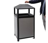 Commercial Waste Container 38 Gallons - Stainless Steel Trash Can with Lid, Perforated Galvanized Steel, Removable Inner Bucket, Indoor/Outdoor Use, 21"x41" Garbage Bin