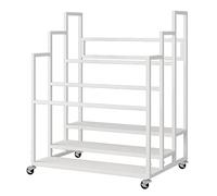 Commercial Yoga Mat Storage Cart with Casters, 3/4 Tier Foam Roller Pilates Mats Display Stand Floor Standing, for Garage/Yoga Studios, Iron Frame (Color : White, Size : 3-Tier)