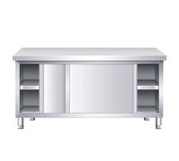 CommercialStainlessSteelPrepTablewithStorage2PullOutDoorsHeavyDutyWorkTableforRestaurantGarageWarehouse120x60x80cm