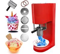 Commerical Ice Blending Machine,Ice Cream Noodle Shape Making Machine,Spaghetti Press Ice Cream Maker with 4 Interchangeable Molds for Ice Cream Store,Bars,Cafes,Restaurant,Snack Bar Red