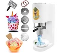 Commerical Ice Blending Machine,Ice Cream Noodle Shape Making Machine,Spaghetti Press Ice Cream Maker with 4 Interchangeable Molds for Ice Cream Store,Bars,Cafes,Restaurant,Snack Bar White