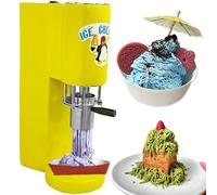 Commerical Spaghetti Ice Cream Maker, Multi-shape Spaghetti Ice Cream Press Machine with 4 Interchangeable Noodle Molds, 7.9 Gal/Hr Output, 6-8s/cup for Ice Cream Shops & Commercial Use(Yellow)