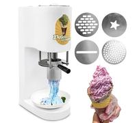 Commerical Spaghetti Ice Cream Maker, Multi-shape Spaghetti Ice Cream Press Machine with 4 Interchangeable Noodle Molds, 7.9 Gal/Hr Output, 6-8s/cup for Ice Cream Shops & Commercial Use(White)