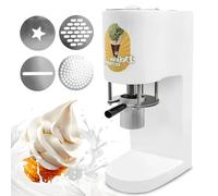 Commerical Spaghetti Ice Cream Maker, Noodles Ice Cream Machine, Electric Pasta Ice Cream Pressing Machine, Stainless Steel, 4 Molds Nozzle, 420ml Hopper, for Gelato & Dessert Shops 110V
