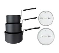 Commichef 3-Piece Cookware Set in Anodised Aluminium with Non-Stick Coating, Includes 14cm Milk Pan, 16cm Saucepan with lid & 18cm Saucepan with lid, Stackable Design