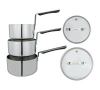 Commichef 3-Piece Cookware Set, Includes 14cm Milk Pan, 16cm Pan with lid & 18cm Pan with lid, Stackable Design, Tri-Ply Steel & Aluminium