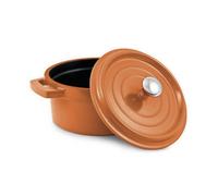 Commichef Cast Aluminium Round Mini Cocotte with Lid Orange 9.5cm