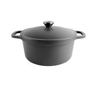 Commichef Lightweight Cast Iron Casserole 22cm, 3L, Black - Dutch Oven Pot With Lid For Cooking & Bread Baking, Enamelled Skillet Pan, Induction Hob Compatible Stewpot