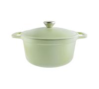 Commichef Lightweight Cast Iron Casserole 22cm, 3L, Green - Dutch Oven Pot With Lid For Cooking & Bread Baking, Enamelled Skillet Pan, Induction Hob Compatible Stewpot