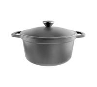 Commichef Lightweight Cast Iron Casserole 24Cm, 3.5L, Black, Stew Pot With Lid, Suitable For All Hob Types