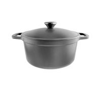 Commichef Lightweight Cast Iron Casserole 26Cm, 4.5L, Black, Stew Pot With Lid, Suitable For All Hob Types
