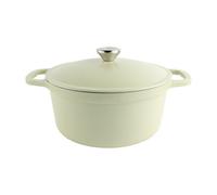 Commichef Lightweight Cast Iron Casserole 26Cm, 4.5L, Green, Stew Pot With Lid, Suitable For All Hob Types